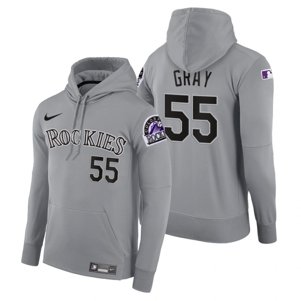 Men Colorado Rockies #55 Gray gray road hoodie 2021 MLB Nike Jerseys